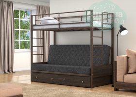 Кровать с темно-серым диваном Дакар-1, коричневая-венге