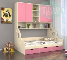 Кровать с антресолью ФМ Дельта 21.11, розовая