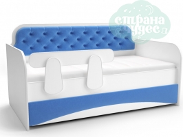 Кровать-диван с мягким фасадом, сапфир
