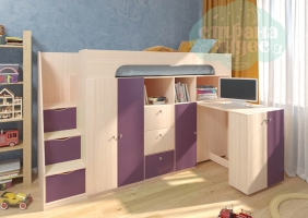 Кровать-чердак Астра 11, фиолетовый