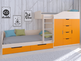 Двухъярусная кровать Астра 6, фасады оранжевые