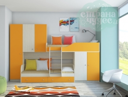 Двухъярусная кровать Лео (оранжевый)