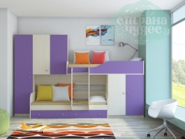Двухъярусная кровать Лео (фиолетовый)
