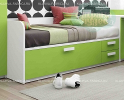 Кровать-диван Klюkva Junior BS6 с 3 ящиками, зеленая мамба