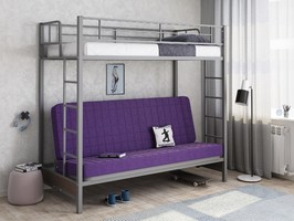 Кровать-чердак с диваном ФМ Мадлен, серый фиолетовый