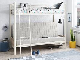 Кровать-чердак с диваном ФМ Мадлен-2, белая беж
