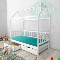 Кровать-домик Ницца с ящиками белый