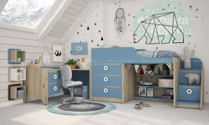 Комната детская Klюkva Mini Капри синий-Дуб серый