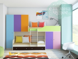 Двухъярусная кровать Лео (разноцветный)