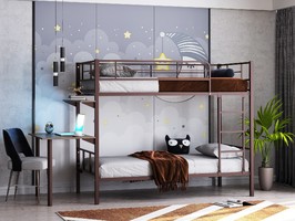 Двухъярусная кровать ФМ Севилья 2.02 со столом, коричневая