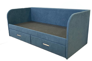 Кровать София с ящиками, ткань 0 кат. синяя
