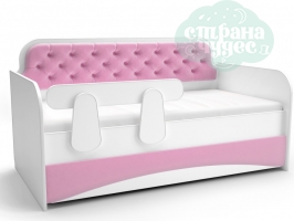 Кровать-диван с мягким фасадом, сирень